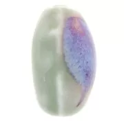 Perles olive 21x18 mm en céramique - Vert sauge - Marbré violet x4