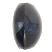 Perles olive 21x18 mm en céramique - Marron foncé - Marbré bleu nuit x4