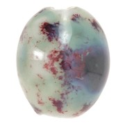 Perles olive 21x18 mm en céramique - Turquoise - Marbré prune x4|raw }}