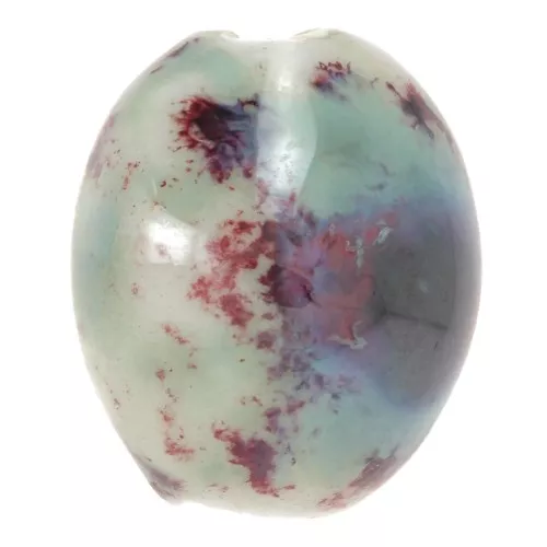 Perles olive 21x18 mm en céramique - Turquoise - Marbré prune x4