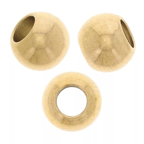 Perles rondes 6 mm avec un trou de 3 mm - Acier inoxydable 316F Doré x100