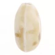 Perles olive 21x18 mm en céramique - Beige - Marbré marrron x4