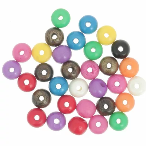 Assortiment de perles rondes aplatie 8.5x7 mm en os teinté - Multicolore x35g