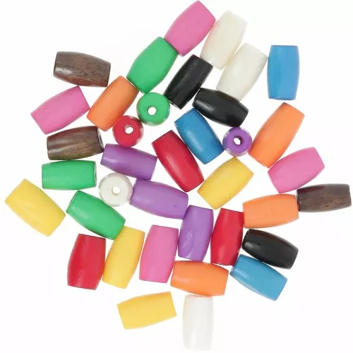 Assortiment de perles tubes 13x7 mm en os teinté - Multicolore x29g