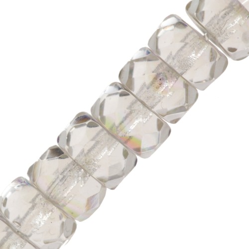 Perles rondelles Heishi facettées 6x3 mm - Crystal AB x25