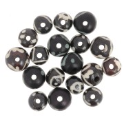 Assortiment de perles rondes aplaties 10mm à 12 mm en os peint - Noir x49g
