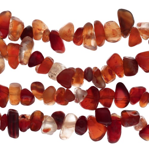 Perles chips 8 - 11 mm en pierre gemme - Agate rouge x78cm