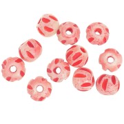 Assortiment de perles rondes aplaties 10x8 mm en os gravé - Rouge clair x20|raw }}
