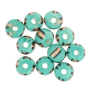 Assortiment de perles rondes aplatie 8x7 mm en os teinté - Rayé - Vert - Doré x20|raw }}