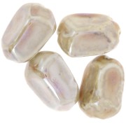 Perle irrégulière 34x26 mm en céramique - Ecru - Marbré beige irisé x1