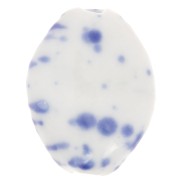 Perle torsadée 28x21.5 mm en céramique - Blanc - Tacheté bleu foncé x1|raw }}