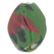 Perle torsadée 28x21.5 mm en céramique - Vert - Marbré rouge et noir x1