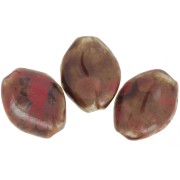 Perle torsadée 28x21.5 mm en céramique - Marron - Marbré rouge x1