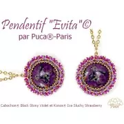 Cabochon rond en verre par Puca® 25 mm - Black Stony Red x1