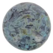 Cabochon rond en verre par Puca® 18 mm - Black Stony Blue Green x1