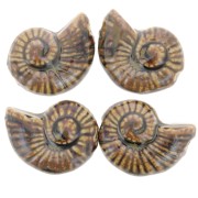 Perle coquillage 40x31 mm en céramique - Marron x1