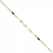 Chaîne maille Fantaisie et résine époxy 1.5 mm - Acier inox 304 Doré - Noir x1m