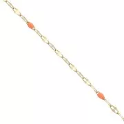 Chaîne maille Fantaisie et résine époxy 1.5mm - Acier inox 304 Doré - Orange x1m