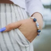 Perles étoile de mer 12x11 mm en céramique - Bleu ciel irisé x5