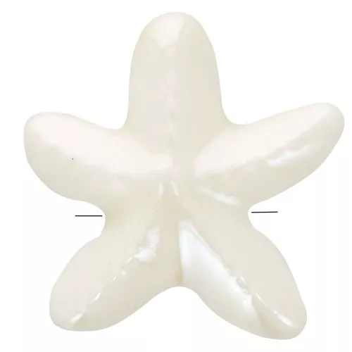 Perles étoile de mer 17 mm en céramique - Blanc irisé x5