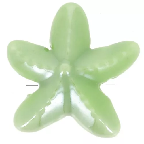 Perles étoile de mer 17 mm en céramique - Vert irisé x5