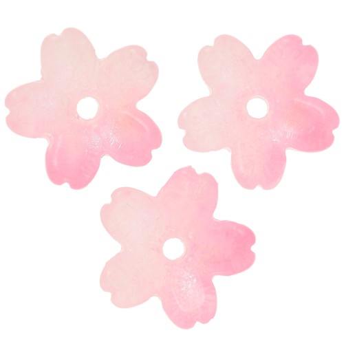 Coupelles fleur 11 mm en verre bicolore - Rose - Rose clair effet nacré x10