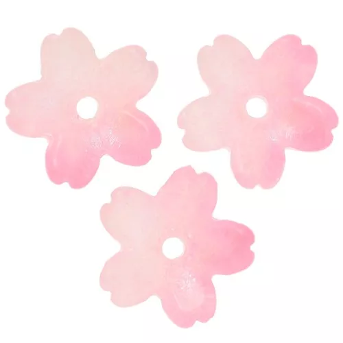 Coupelles fleur 11 mm en verre bicolore - Rose - Rose clair effet nacré x10