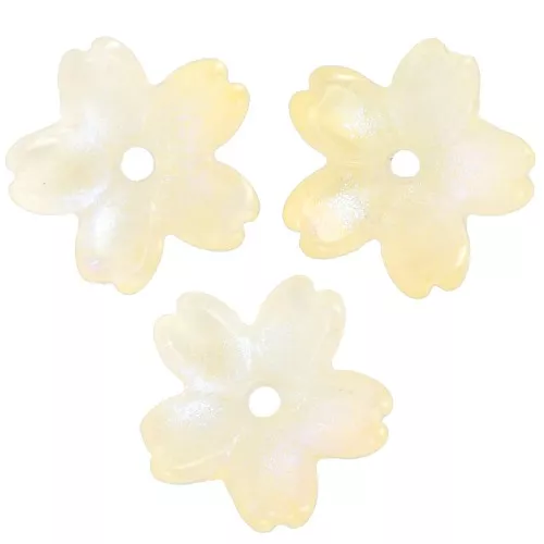 Coupelles fleur 11 mm en verre bicolore - Jaune - Jaune clair effet nacré x10