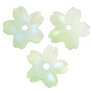 Coupelles fleur 11 mm en verre bicolore - Vert - Vert clair effet nacré x10|raw }}