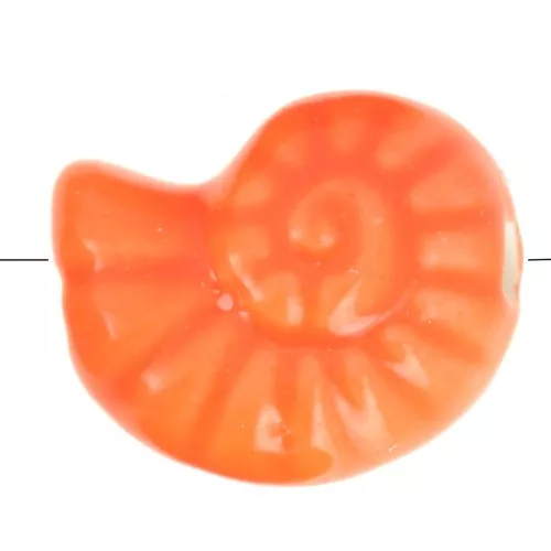 Perles coquillage 15x12 mm en céramique - Orange x5