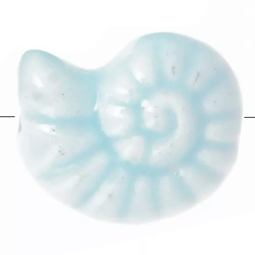 Perles coquillage 15x12 mm en céramique - Bleu clair x5