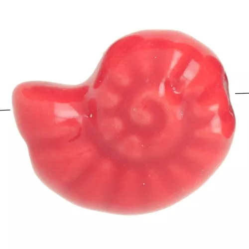 Perles coquillage 15x12 mm en céramique - Rouge x5