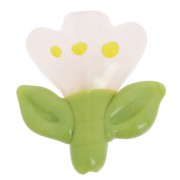 Perle fleur 21.5x20 mm en verre - Rose clair - Vert x1