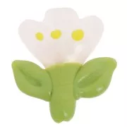 Vert - Perle fleur 21.5x20 mm en verre - Rose clair - Vert x1 Perle fleur 21.5x20 mm en verre - Rose clair - Vert x1