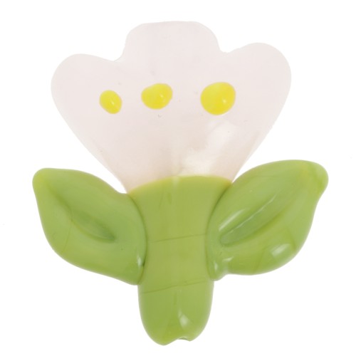 Perle fleur 21.5x20 mm en verre - Rose clair - Vert x1
