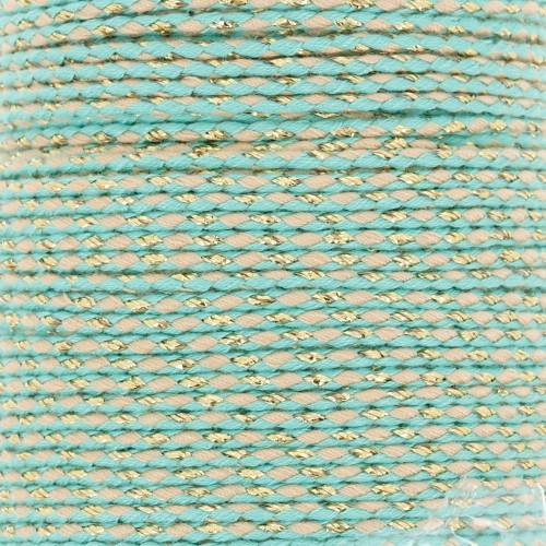 Cordon en coton tressé et fil métallisé 1.5 mm - Veraman - Sable - Doré x1m