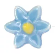 Bleu - Perle fleur 17x16 mm en céramique - Bleu - Jaune irisé x4 Perle fleur 17x16 mm en céramique - Bleu - Jaune irisé x4