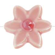 Perle fleur 17x16 mm en céramique - Rose - Rouge irisé x4