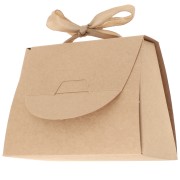 Boite sac à main à monter soi-même avec ruban pour bijoux 10x12cm - Kraft x1|raw }}