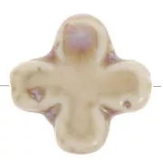 Perle croix 21 mm en céramique - Beige marbré x5