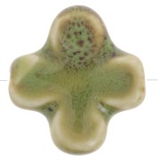 Perle croix 21 mm en céramique - Vert kaki marbré x5|raw }}