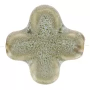 Perle croix 21 mm en céramique - Cyan clair marbré x5