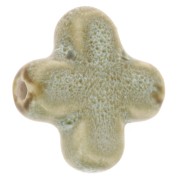 Perle croix 21 mm en céramique - Cyan clair marbré x5