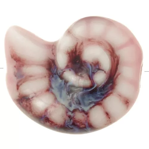 Perle coquillage 20x16 mm en céramique - Rose clair - Marbré violet x1