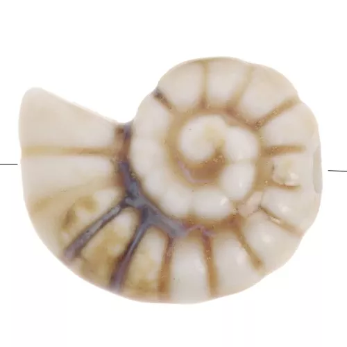 Perle coquillage 20x16 mm en céramique - Marron clair x1