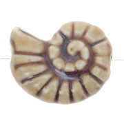 Perle coquillage 20x16 mm en céramique - Beige - Marbré marron x1|raw }}