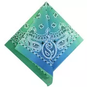 Bandana 100% coton - motif Cachemire - Tie and Dye - Vert foncé - Vert - Bleu x1