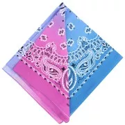 Bandana 100% coton - motif Cachemire - Tie and Dye - Magenta - Lilas - Bleu x1