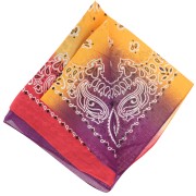 Bandana 100% coton - motif Cachemire - Tie and Dye - Rouge - Safran - Prune x1