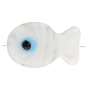 Perle poisson en verre 20x13 mm - Transparent - Blanc x1